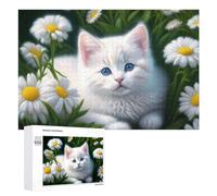 Puzzles pour Adultes1000 PCS Fluffy White Kitten with Blue Eyes Puzzle Décoratif Mural - Niveau Difficile - Idéal comme Cadeau pour Toute La Famille 1000 PCS