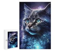 Puzzles pour Adultes1000 PCS Galaxy Cat with Sparkling Eyes Puzzles pour Adolescents pour S'amuser en Famille Difficile Et Stimulant Un pour Les Jeux 1000 PCS
