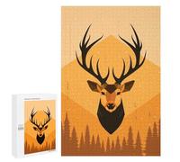 Puzzles pour Adultes1000 PCS Geometric Deer Vector Portrait with Forest Design Puzzles pour Adolescents, Jouets Anti-Stress, Cadeaux pour Femmes, Activités Amusantes À La Maison 1000 PCS