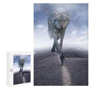 Puzzles pour Adultes1000 PCS Giant Wolf Vs Man Mindset Puzzles pour Adultes Jeux Relaxants Course De Vitesse Manuelle Activités Amusantes À La Maison 1000 PCS