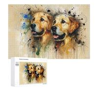 Puzzles pour Adultes1000 PCS Golden Retrievers Abstract Art Puzzle Décoratif Mural - Niveau Difficile - Idéal comme Cadeau pour Toute La Famille 1000 PCS