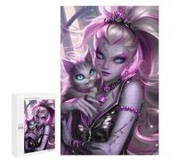 Puzzles pour Adultes1000 PCS Gothic Fairy Queen with Cat Puzzles pour Adolescents pour S'amuser en Famille Difficile Et Stimulant Un pour Les Jeux 1000 PCS