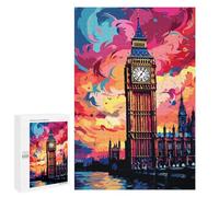 Puzzles pour Adultes1000 PCS London's Iconic Big Ben A Vibrant Sunset View Puzzles pour Adultes : des Activités Amusantes en Famille, des Cadeaux pour Les Amis Et La Famille 1000 PCS