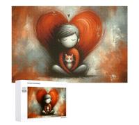 Puzzles pour Adultes1000 PCS Love Heart with Cat Puzzle Décoratif Mural - Niveau Difficile - Idéal comme Cadeau pour Toute La Famille 1000 PCS