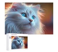Puzzles pour Adultes1000 PCS Magical White Cat Portrait Puzzle Décoratif Mural - Niveau Difficile - Idéal comme Cadeau pour Toute La Famille 1000 PCS