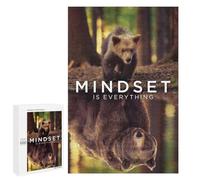 Puzzles pour Adultes1000 PCS Mindset is Everything Bear Puzzle pour Adultes - Jeu De Réflexion - Assemblage De Motifs - Idée Cadeau Unique pour Un Anniversaire 1000 PCS