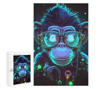 Puzzles pour Adultes1000 PCS Neon Monkey Glasses Art Puzzle Décoratif Mural - Niveau Difficile - Idéal comme Cadeau pour Toute La Famille 1000 PCS