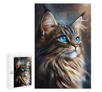 Puzzles pour Adultes1000 PCS Norwegian Forest Cat with Blue Eyes Puzzles pour Adultes À Monter Soi-même - Découpe De Précision - Idée Cadeau pour Toute La Famille 1000 PCS