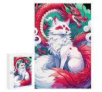 Puzzles pour Adultes1000 PCS Red Dragon and Art Fox Puzzle pour Adultes - Jeu De Réflexion - Assemblage De Motifs - Idée Cadeau Unique pour Un Anniversaire 1000 PCS