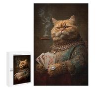 Puzzles pour Adultes1000 PCS Royal Cat with Cigar Puzzles pour Adolescents pour S'amuser en Famille Difficile Et Stimulant Un pour Les Jeux 1000 PCS