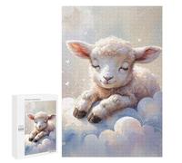Puzzles pour Adultes1000 PCS Sleeping Lamb on Clouds Watercolor Puzzles pour Adultes, Jeu De Réflexion, Décoration Intérieure, Aide À Stimuler Le Cerveau 1000 PCS