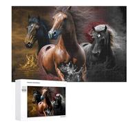Puzzles pour Adultes1000 PCS Three Majestic Horses in Motion Puzzle Décoratif Mural - Niveau Difficile - Idéal comme Cadeau pour Toute La Famille 1000 PCS