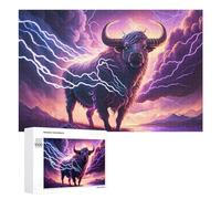 Puzzles pour Adultes1000 PCS Thundering Bull Epic Lightning Storms Puzzle pour Adultes, Jouet, Décoration Murale, Passe-Temps, Cadeaux Uniques d'anniversaire Et De Noël 1000 PCS