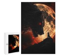 Puzzles pour Adultes1000 PCS Werewolf Confrontation Under A Fiery Moon Puzzle, Jeu De Réflexion Et De Logique, Idéal comme Cadeau pour Toute La Famille 1000 PCS