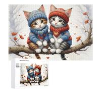 Puzzles pour Adultes1000 PCS Winter Cats in Cozy Hats Puzzle Décoratif Mural - Niveau Difficile - Idéal comme Cadeau pour Toute La Famille 1000 PCS