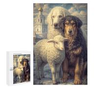 Puzzles pour Adultes1000 PCS Winter Farm Scene with Sheep and Dogs Puzzles pour Adolescents pour S'amuser en Famille Difficile Et Stimulant Un pour Les Jeux 1000 PCS