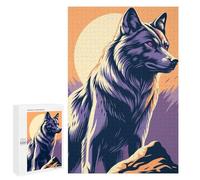 Puzzles pour Adultes1000 PCS Wolf Illustration with Purple Eyes Puzzles pour Adultes, Jeu De Réflexion, Décoration Intérieure, Aide À Stimuler Le Cerveau 1000 PCS