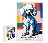 Puzzles pour Adultes1000 PCS World Poodle Day Art Print Puzzle pour Adultes - Jeu De Réflexion - Assemblage De Motifs - Idée Cadeau Unique pour Un Anniversaire 1000 PCS