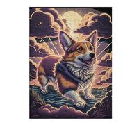 Puzzles pour Adultes1000pcs(52x38cm) Magical Corgi Sunset Art Print Puzzles pour Adultes, Jeu De Réflexion Difficile Et Amusant À Faire À La Maison, 1000pcs(52x38cm)