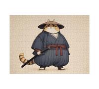 Puzzles pour Adultes1000pcs(52x38cm) Orange Cat Ronin Samurai Puzzle Anti-Stress, Jouet Relaxant, Cadeau d'anniversaire Unique 1000pcs(52x38cm)
