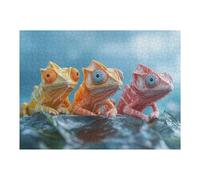 Puzzles pour Adultes1000pcs(52x38cm) Three Colorful Chameleons on A Leaf Puzzles pour Adolescents Jeux Relaxants Cadeaux pour Femmes Cadeaux d'anniversaire Uniques 1000pcs(52x38cm)