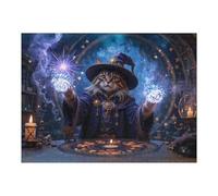 Puzzles pour Adultes1000pcs(52x38cm) Wizard Cat Casting Magic Puzzles pour Adolescents Jeux Relaxants Cadeaux pour Femmes Cadeaux d'anniversaire Uniques 1000pcs(52x38cm)