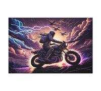 Puzzles pour Adultes1000pcs(75x50cm) Thunderstorm Motorcycle Ride Puzzles pour Adolescents Jeux Relaxants Cadeaux pour Femmes Cadeaux d'anniversaire Uniques 1000pcs(75x50cm)