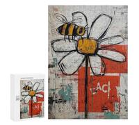 Puzzles pour Adultes300 PCS Abstract Bee on Flower Art Print Puzzles pour Adolescents pour S'amuser en Famille Difficile Et Stimulant Un pour Les Jeux 300 PCS