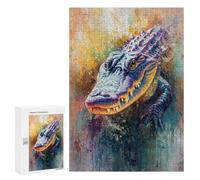 Puzzles pour Adultes300 PCS Alligator Painting Puzzles pour Adultes - Décoration Murale - Défi Difficile - Cadeaux Uniques d'anniversaire Et De Noël 300 PCS