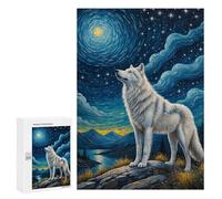 Puzzles pour Adultes300 PCS Arctic Wolf Starry Night Puzzles pour Adultes : Jeux en Famille, Défi Difficile, Activités Amusantes À Faire À La Maison 300 PCS