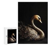 Puzzles pour Adultes300 PCS Black and Gold Swan Puzzles pour Adultes - Décoration Murale - Défi Difficile - Cadeaux Uniques d'anniversaire Et De Noël 300 PCS