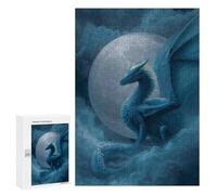 Puzzles pour Adultes300 PCS Blue Dragon Moonlit Sky-1 Puzzles pour Adolescents pour S'amuser en Famille Difficile Et Stimulant Un pour Les Jeux 300 PCS