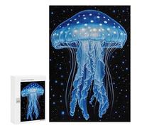 Puzzles pour Adultes300 PCS Blue Glow Jellyfish Poster Puzzle, Jeu De Réflexion Et De Logique, Idéal comme Cadeau pour Toute La Famille 300 PCS