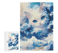 Puzzles pour Adultes300 PCS Blue Wave Cat Puzzle pour Adultes - Jeu De Réflexion - Assemblage De Motifs - Idée Cadeau Unique pour Un Anniversaire 300 PCS