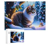Puzzles pour Adultes300 PCS Christmas Cats in Snowy Night Puzzle Décoratif Mural - Niveau Difficile - Idéal comme Cadeau pour Toute La Famille 300 PCS