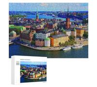 Puzzles pour Adultes300 PCS Colorful Cityscape by The Water Puzzle Décoratif Mural - Niveau Difficile - Idéal comme Cadeau pour Toute La Famille 300 PCS