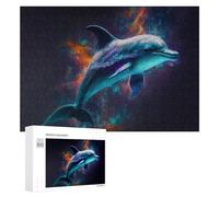 Puzzles pour Adultes300 PCS Colorful Dolphins in Space Puzzle Décoratif Mural - Niveau Difficile - Idéal comme Cadeau pour Toute La Famille 300 PCS