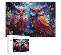 Puzzles pour Adultes300 PCS Colorful Forest Owls Puzzle Décoratif Mural - Niveau Difficile - Idéal comme Cadeau pour Toute La Famille 300 PCS
