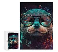Puzzles pour Adultes300 PCS Colorful Otter with Glasses Puzzle pour Adultes - Jeu De Réflexion - Assemblage De Motifs - Idée Cadeau Unique pour Un Anniversaire 300 PCS