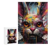 Puzzles pour Adultes300 PCS Colorful Rabbit Painting Puzzle Décoratif Mural - Niveau Difficile - Idéal comme Cadeau pour Toute La Famille 300 PCS