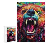 Puzzles pour Adultes300 PCS Colorful Roaring Bear Art-6 Puzzle Décoratif Mural - Niveau Difficile - Idéal comme Cadeau pour Toute La Famille 300 PCS