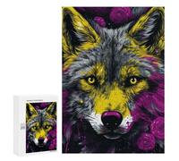 Puzzles pour Adultes300 PCS Colorful Wolf Illustration Puzzle Décoratif Mural - Niveau Difficile - Idéal comme Cadeau pour Toute La Famille 300 PCS