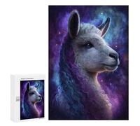 Puzzles pour Adultes300 PCS Cosmic Llama Portrait-21 Puzzle pour Adultes - Jeu De Réflexion - Assemblage De Motifs - Idée Cadeau Unique pour Un Anniversaire 300 PCS