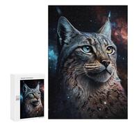 Puzzles pour Adultes300 PCS Cosmic Lynx Portrait-12 Puzzle pour Adultes - Jeu De Réflexion - Assemblage De Motifs - Idée Cadeau Unique pour Un Anniversaire 300 PCS