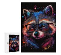 Puzzles pour Adultes300 PCS Cosmic Raccoon Glasses Art Print-2 Puzzles pour Adolescents pour S'amuser en Famille Difficile Et Stimulant Un pour Les Jeux 300 PCS