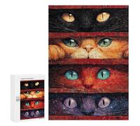 Puzzles pour Adultes300 PCS Curious Cats Peeking Through Slats Puzzles pour Adultes, Jeux De Société, Décoration Intérieure, Cadeaux De Noël Et d'anniversaire 300 PCS