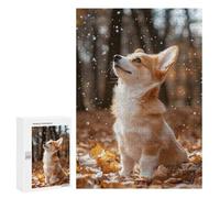 Puzzles pour Adultes300 PCS Cute Corgi Puppy in Autumn Leaves Puzzle, Jeu De Réflexion Et De Logique, Idéal comme Cadeau pour Toute La Famille 300 PCS