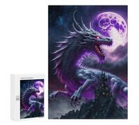 Puzzles pour Adultes300 PCS Dragon Moonlit Majesty Puzzle Décoratif Mural - Niveau Difficile - Idéal comme Cadeau pour Toute La Famille 300 PCS