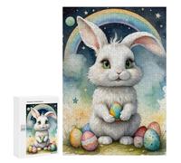 Puzzles pour Adultes300 PCS Easter Bunny with Rainbow Eggs Puzzles pour Adultes Jeux Relaxants Course De Vitesse Manuelle Activités Amusantes À La Maison 300 PCS