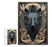 Puzzles pour Adultes300 PCS Elegant Black Golden Wolf Puzzles pour Adultes À Monter Soi-même - Découpe De Précision - Idée Cadeau pour Toute La Famille 300 PCS